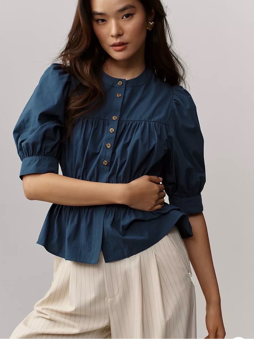 Nwt Maeve Anthropologie Puff Sleeve Button Down Xs